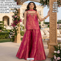 Royal Jacquard Silk Festive Indo Western Palazzo Set
